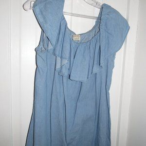 Off the shoulder blue top